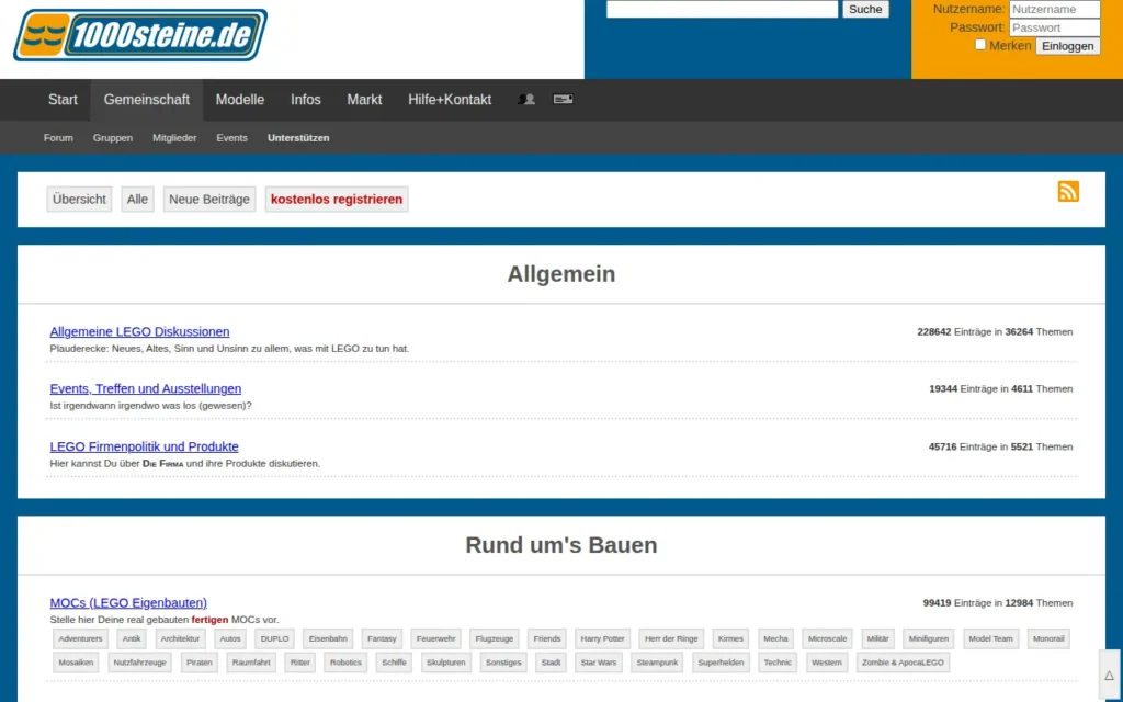 Startseite von 1000steine.de Forum