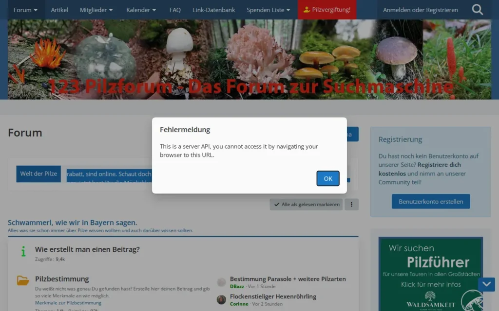 Startseite von 123Pilzforum