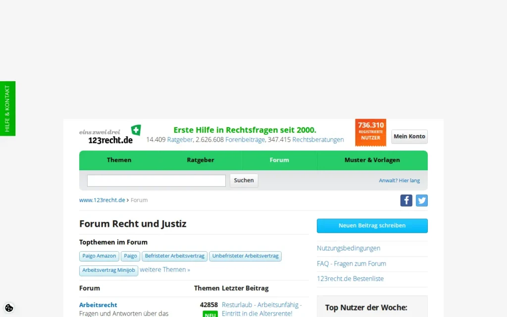 Startseite von 123recht.de Forum