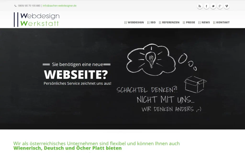 Startseite von Aachen Webdesign / Webdesign Werkstatt