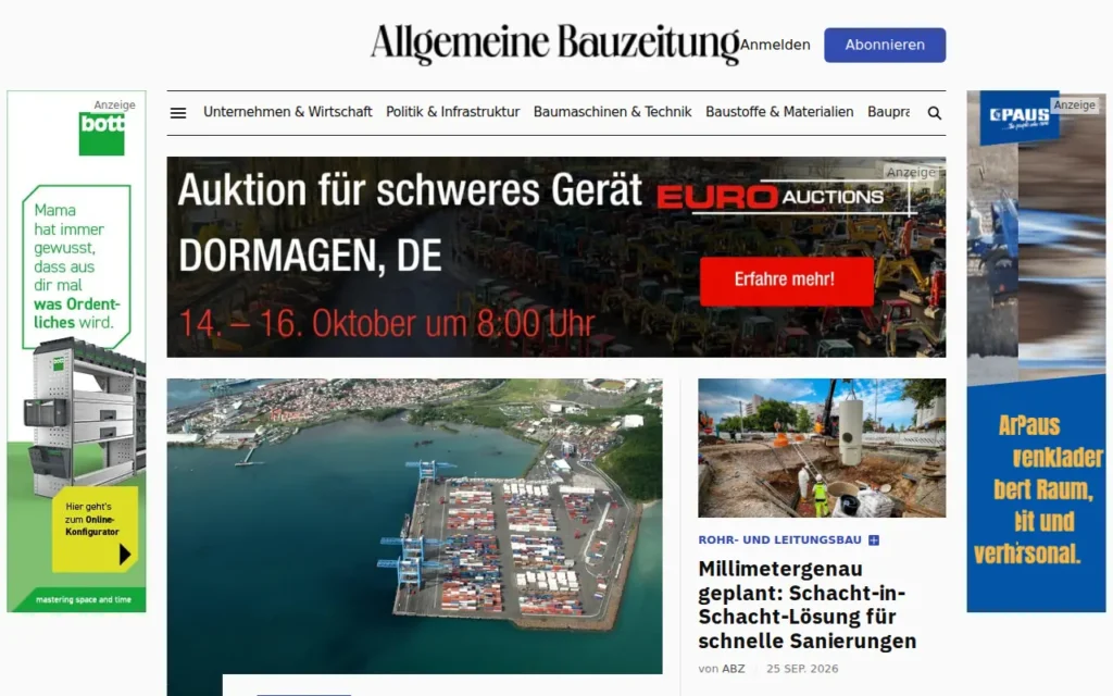 Startseite von ABZ Allgemeine Bauzeitung