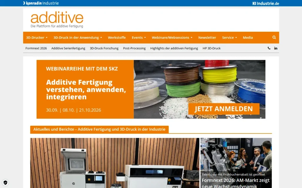 Startseite von additive