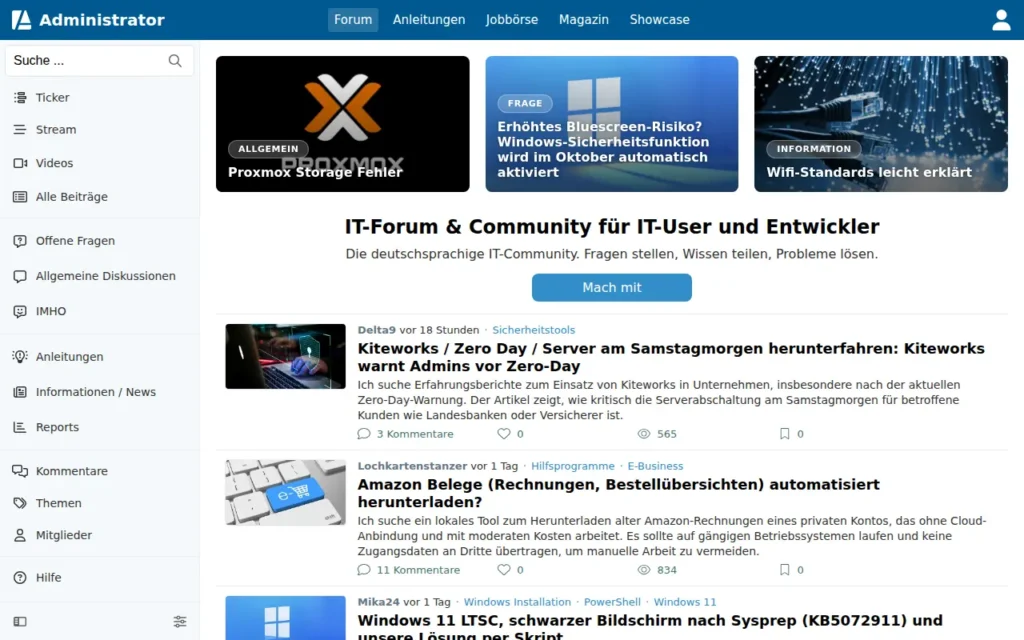 Startseite von Administrator.de