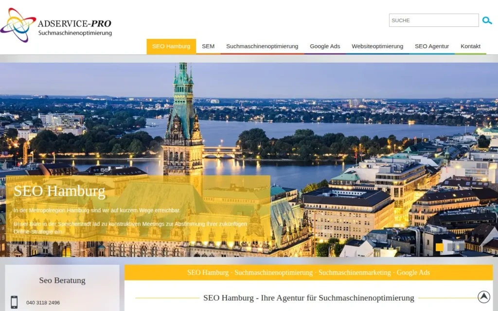 Startseite von Adservice-Pro