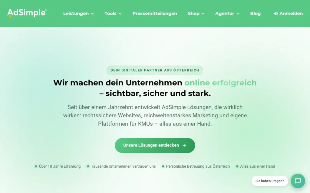 Startseite von AdSimple GmbH