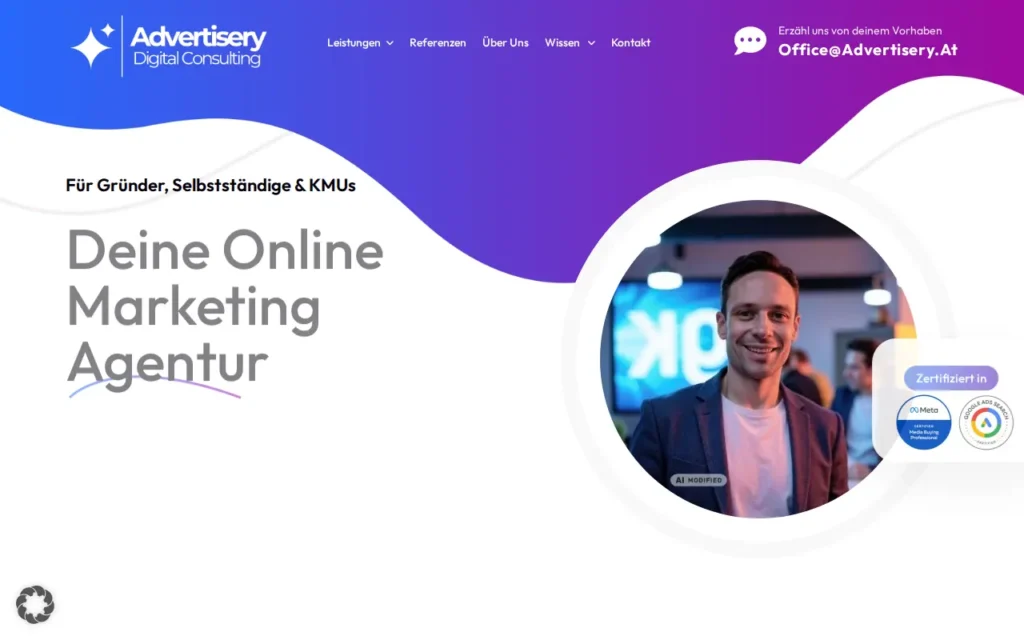Startseite von Advertisery e.U.