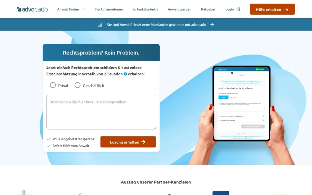 Startseite von advocado