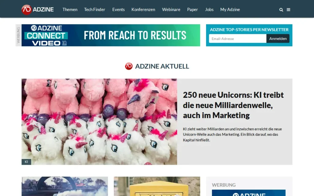 Startseite von ADZINE
