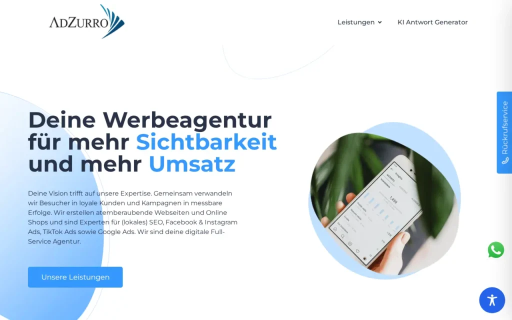 Startseite von AdZurro GmbH