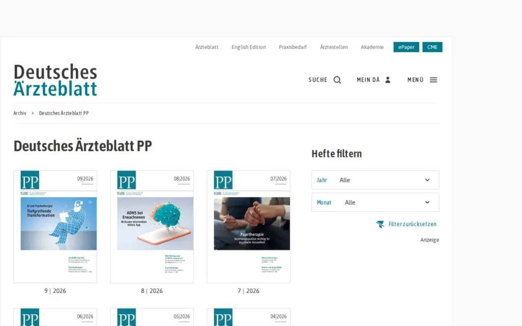 Startseite von Deutsches Ärzteblatt PP (Psychotherapie)