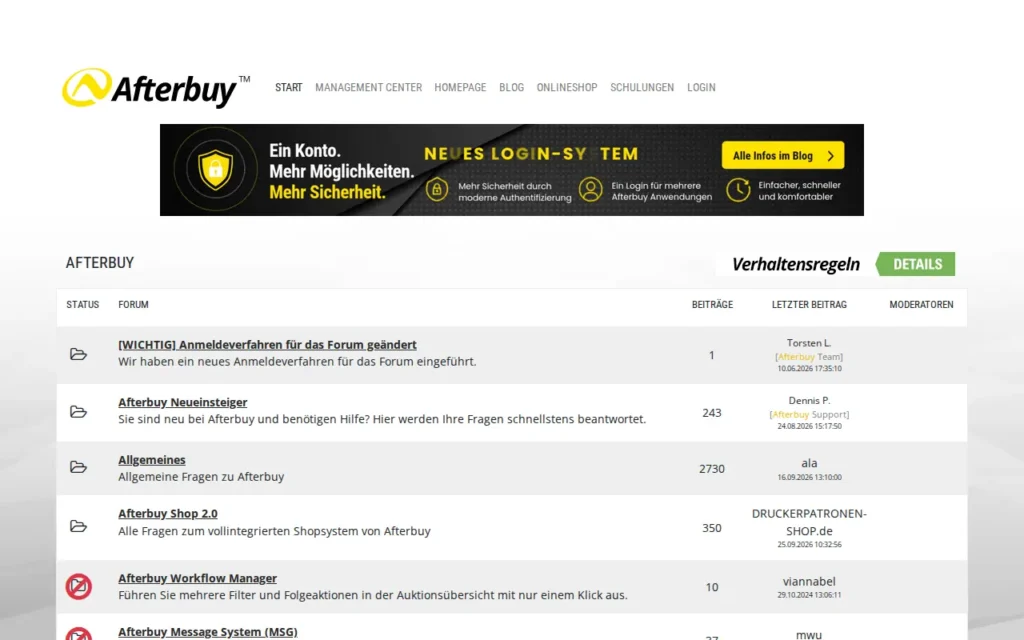 Startseite von Afterbuy Forum