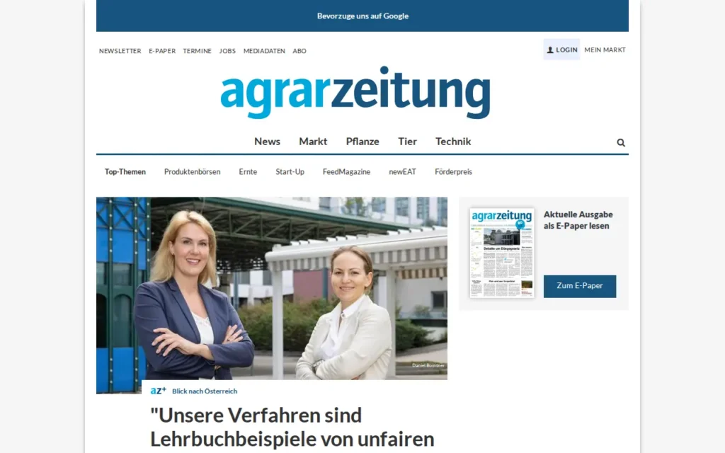 Startseite von agrarzeitung