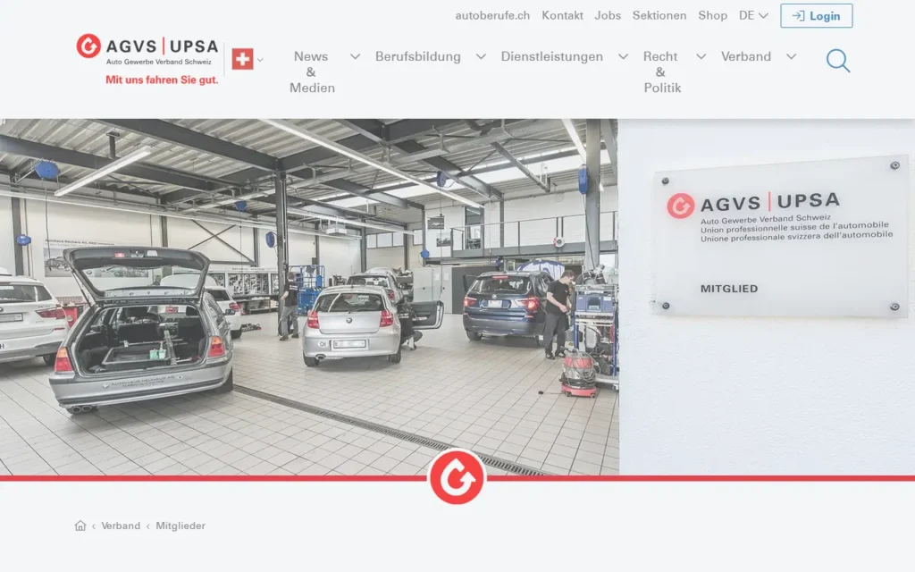 Startseite von AGVS-Mitgliederverzeichnis (Auto Gewerbe Verband Schweiz)