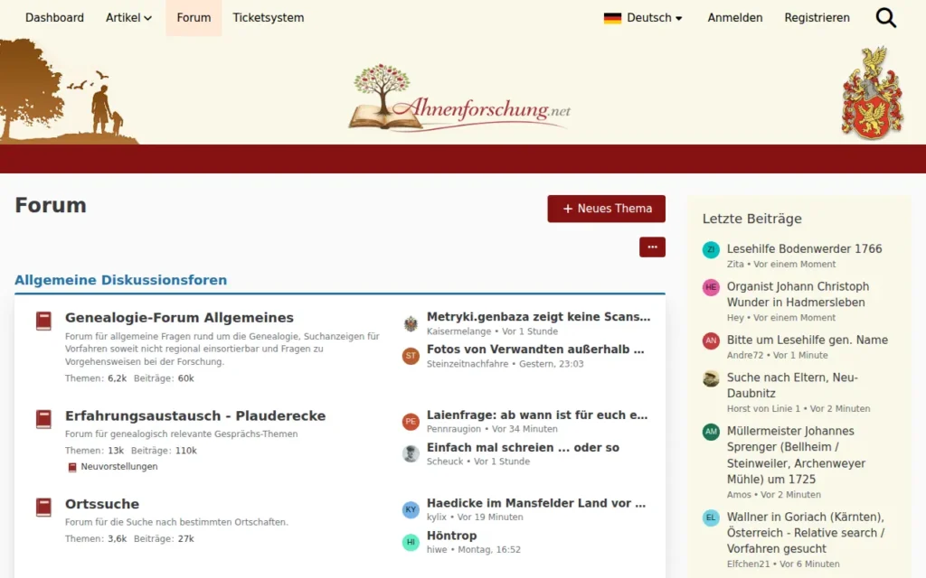 Startseite von Ahnenforschung.Net Forum