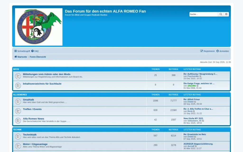 Startseite von alfa-forum.ch