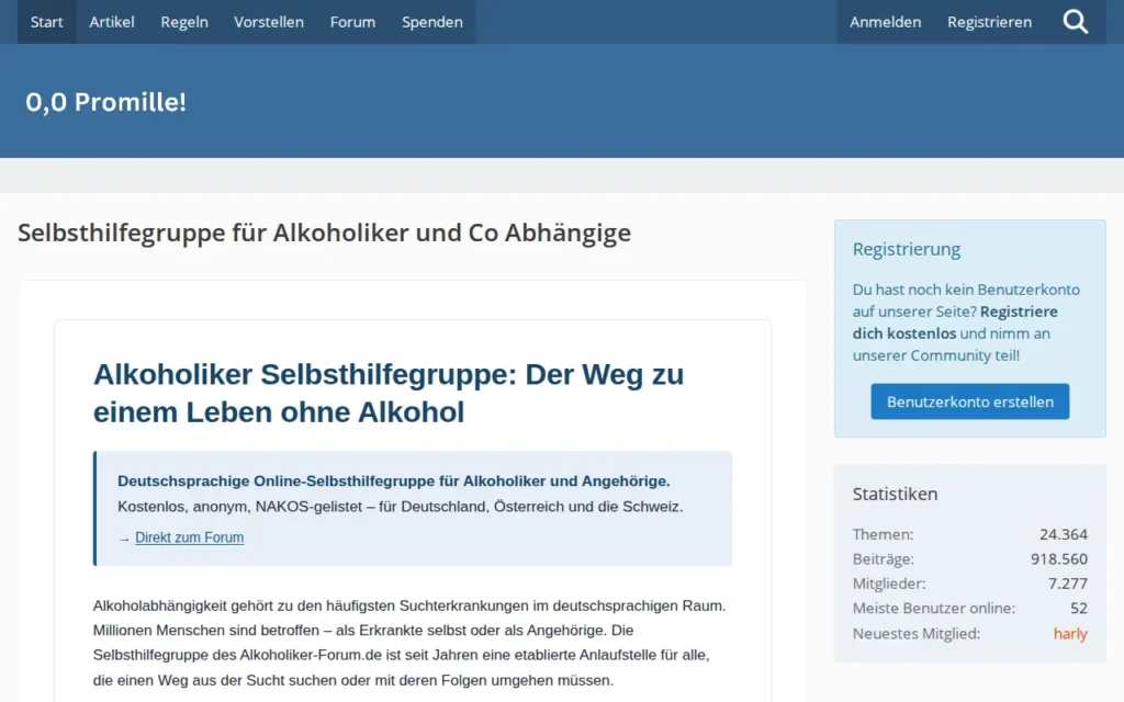 Startseite von Alkoholiker-Forum