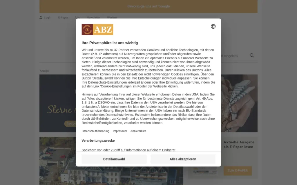 Startseite von Allgemeine BäckerZeitung (ABZ)