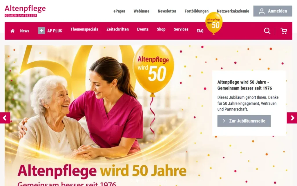 Startseite von Altenpflege