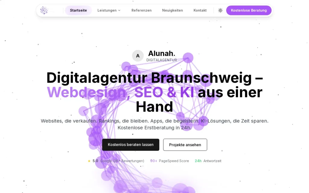 Startseite von Alunah