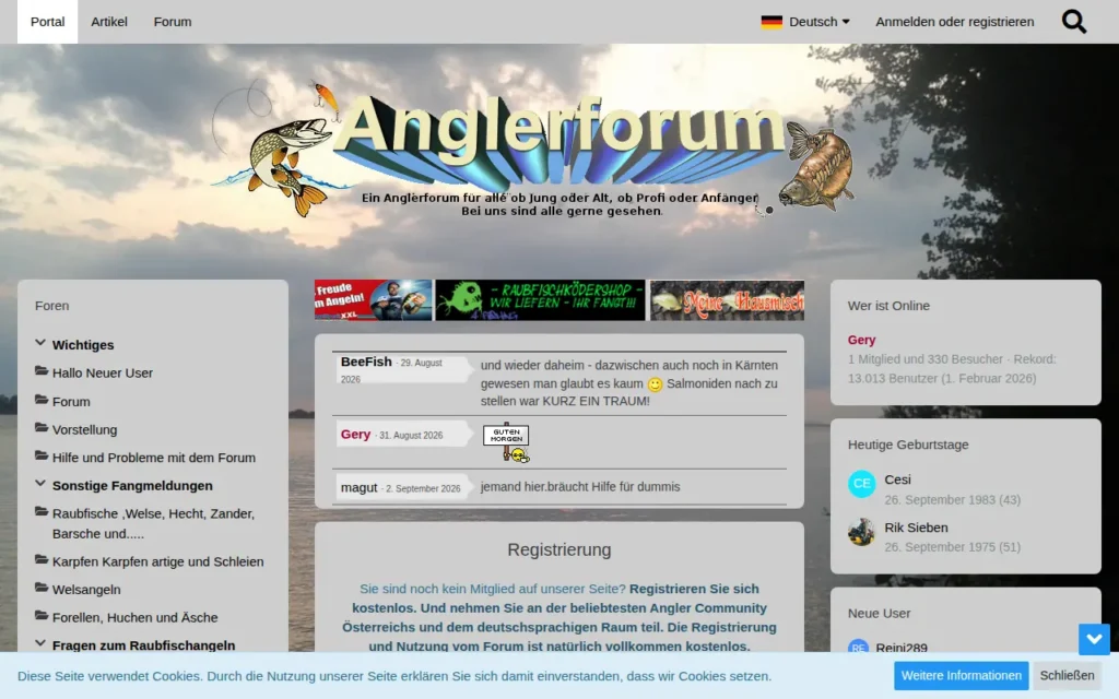 Startseite von Anglerforum.at