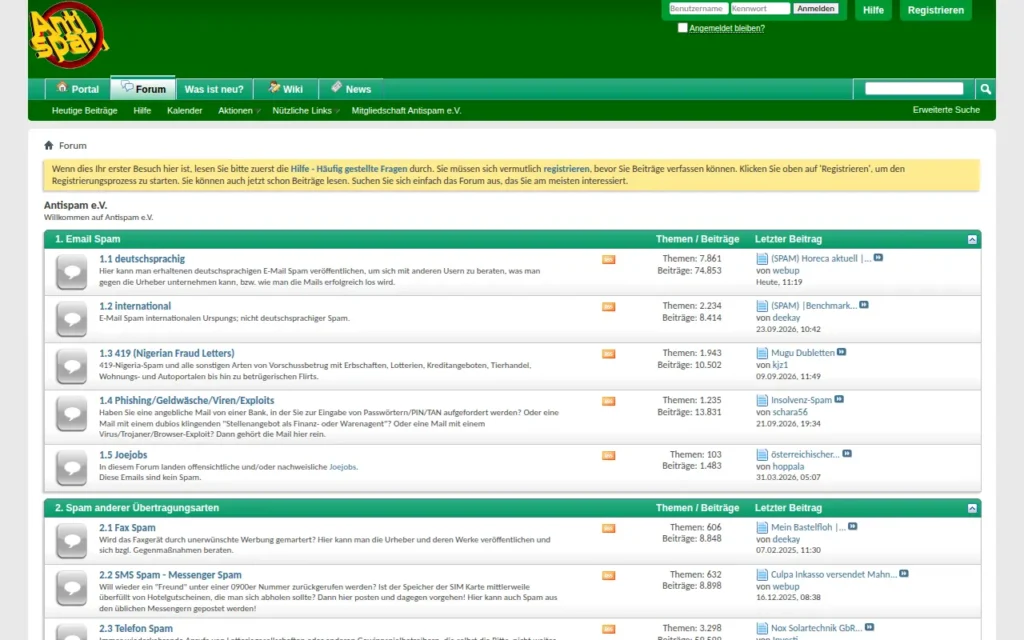 Startseite von Antispam e.V. Forum