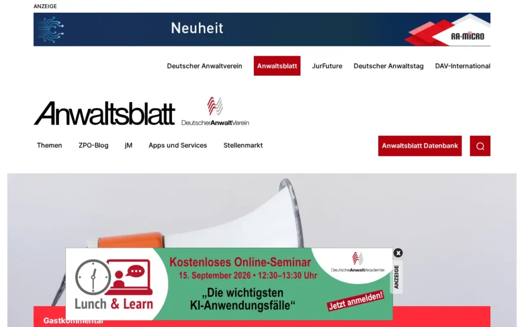 Startseite von Anwaltsblatt