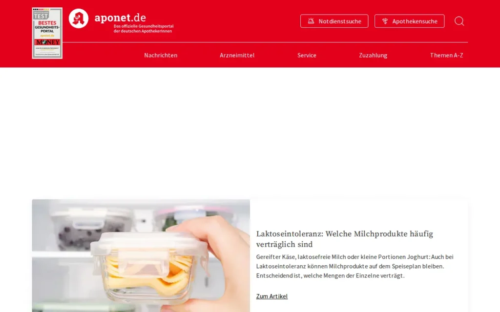 Startseite von aponet.de Apothekenfinder