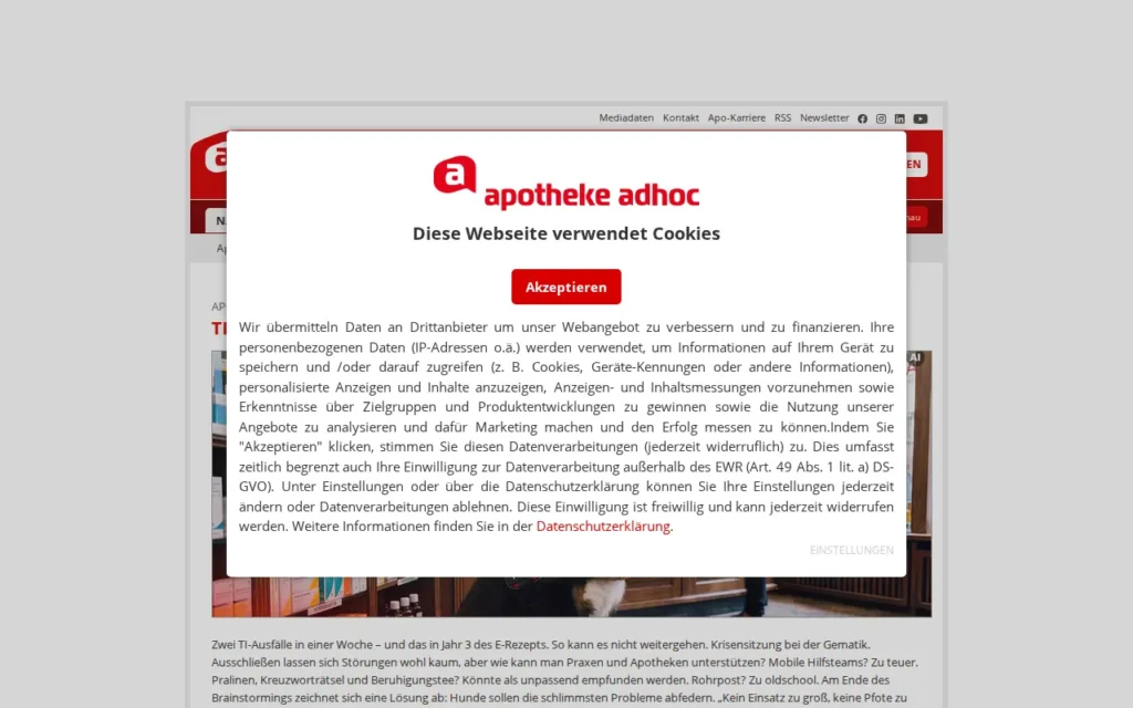Startseite von APOTHEKE ADHOC