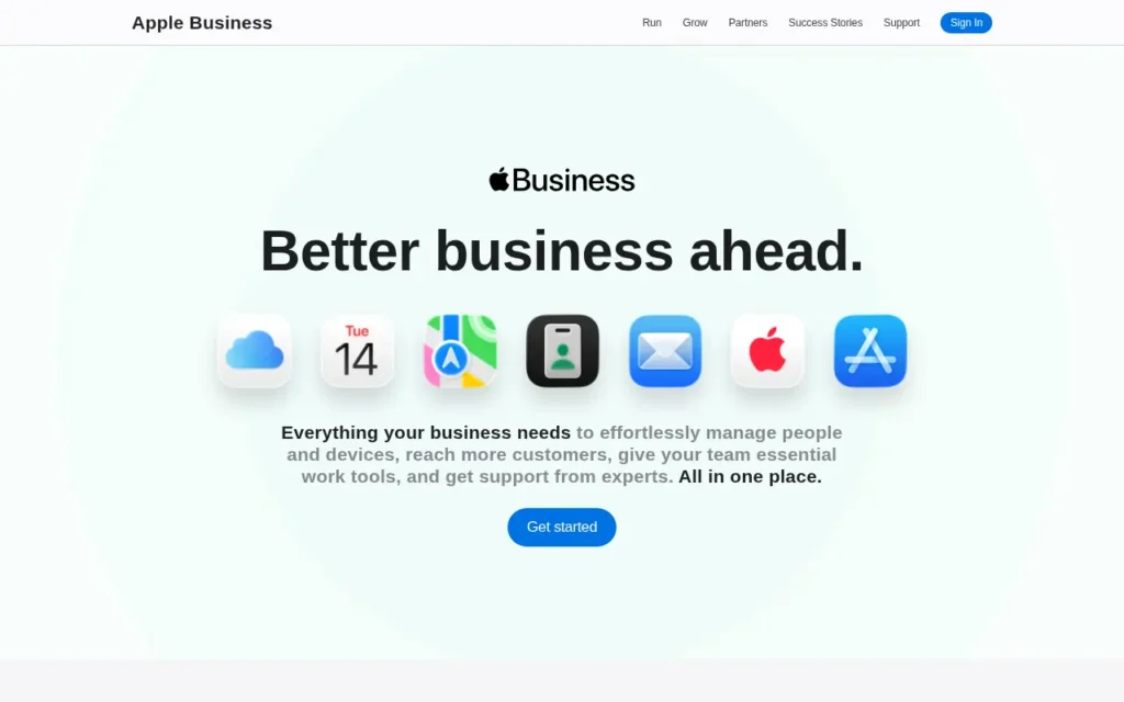 Startseite von Apple Business (Apple Maps, ehem. Business Connect)