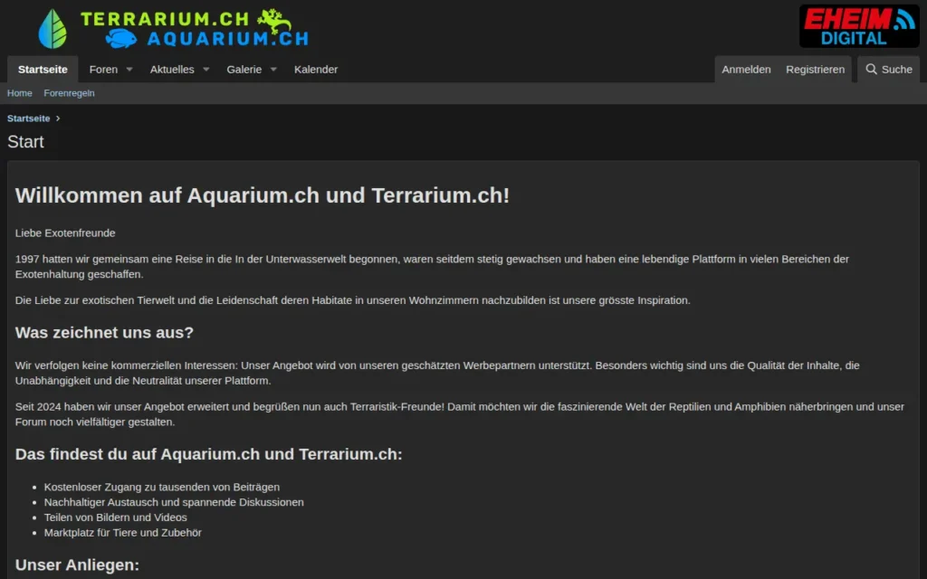 Startseite von Aquarium.ch