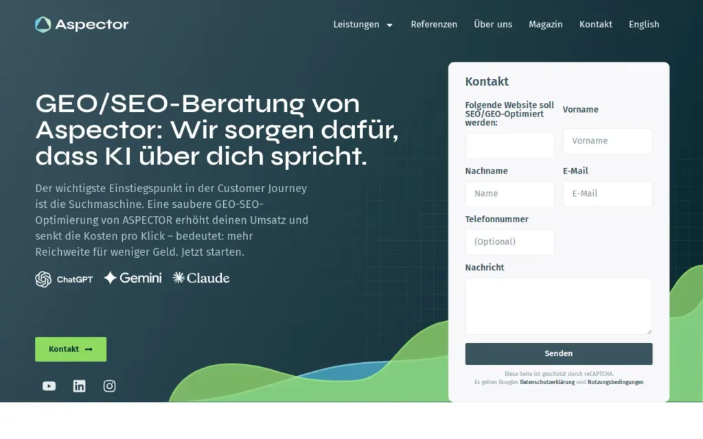 Startseite von Aspector
