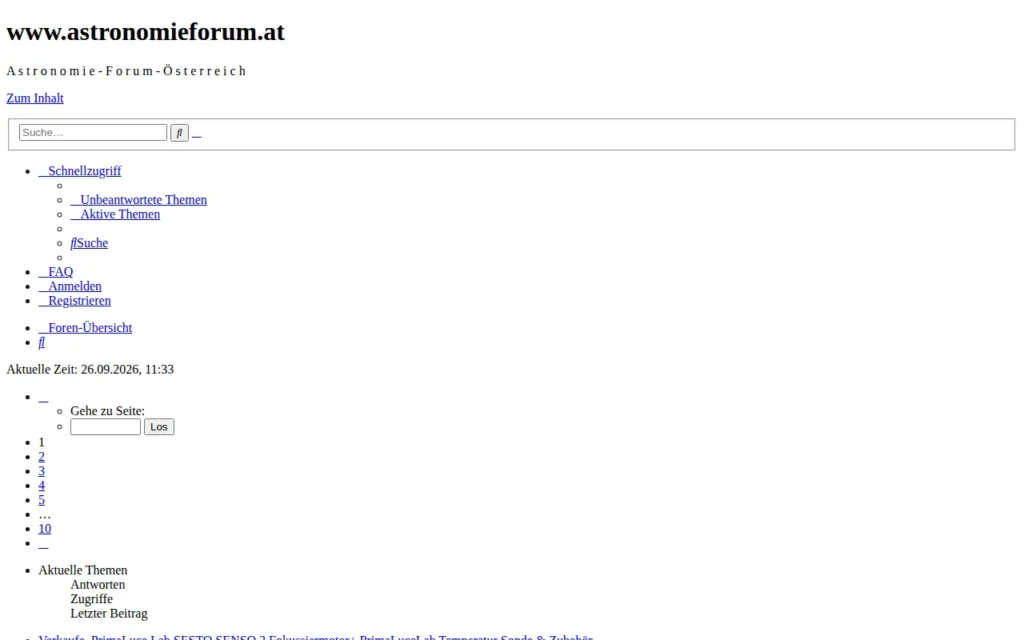 Startseite von Astronomie-Forum Österreich