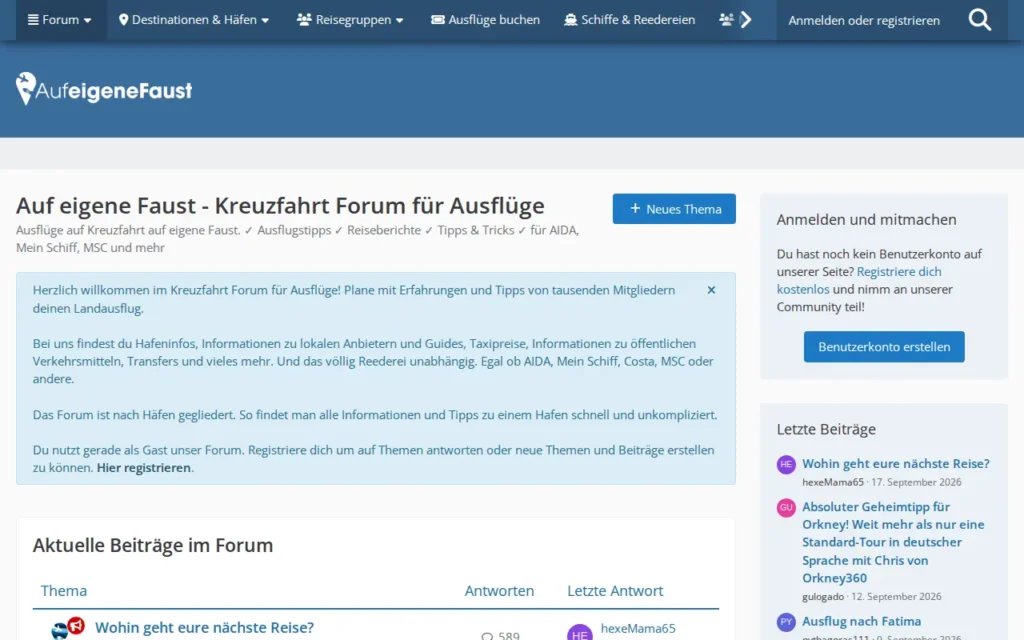 Startseite von Auf eigene Faust – Kreuzfahrt Forum für Ausflüge