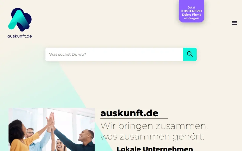 Startseite von auskunft.de