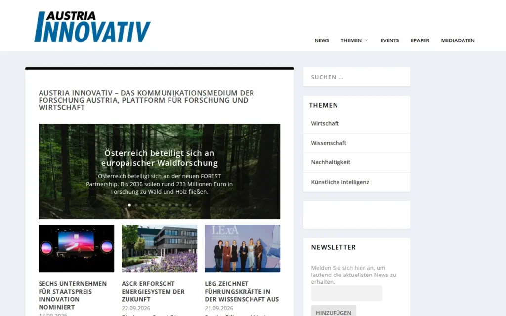 Startseite von Austria Innovativ