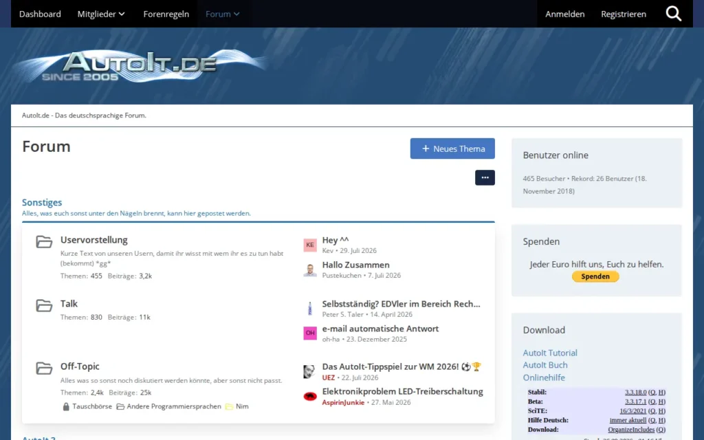 Startseite von AutoIt.de