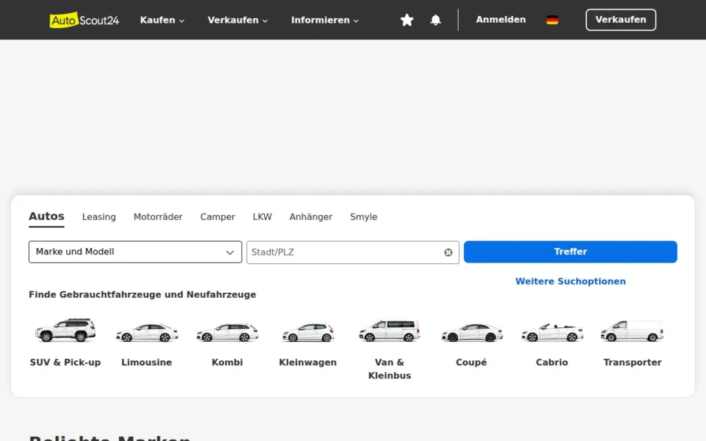 Startseite von AutoScout24 Händler & Werkstattportal