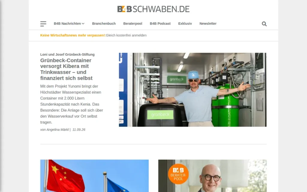 Startseite von B4B Schwaben