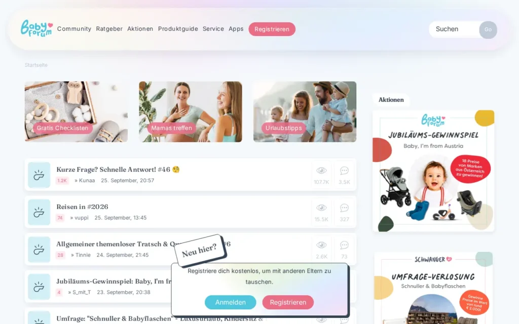 Startseite von BabyForum.at