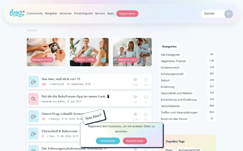Startseite von BabyForum.ch