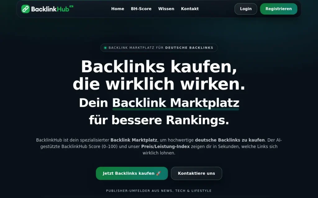 Startseite von BacklinkHub (Fairy IT UG)