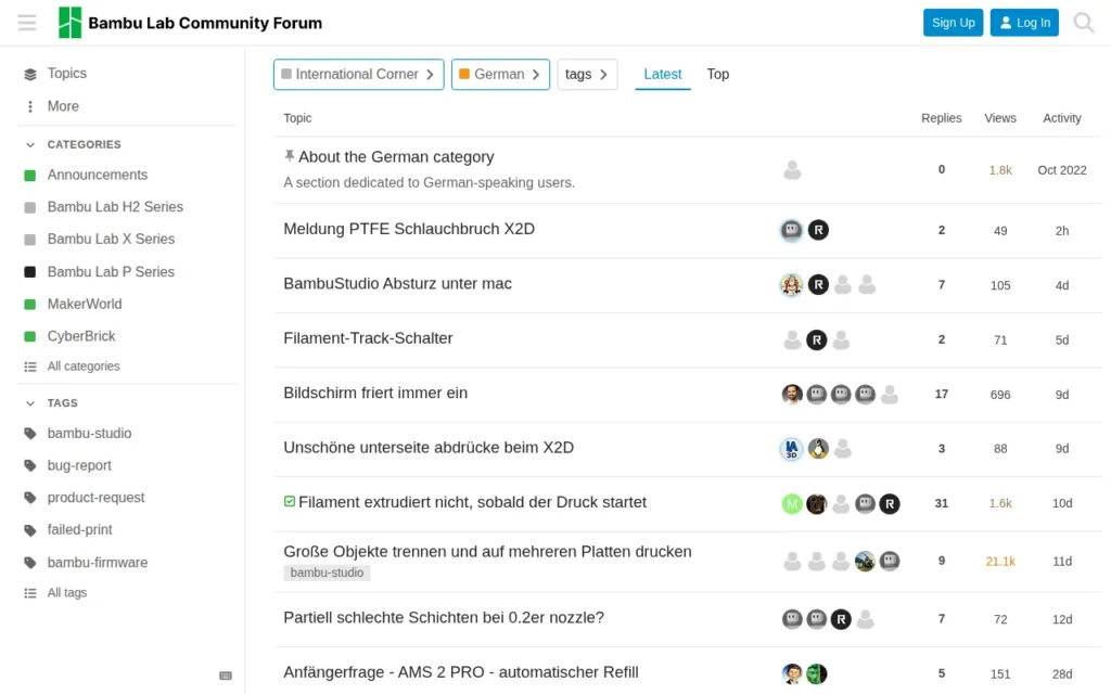Startseite von Bambu Lab Community Forum – German