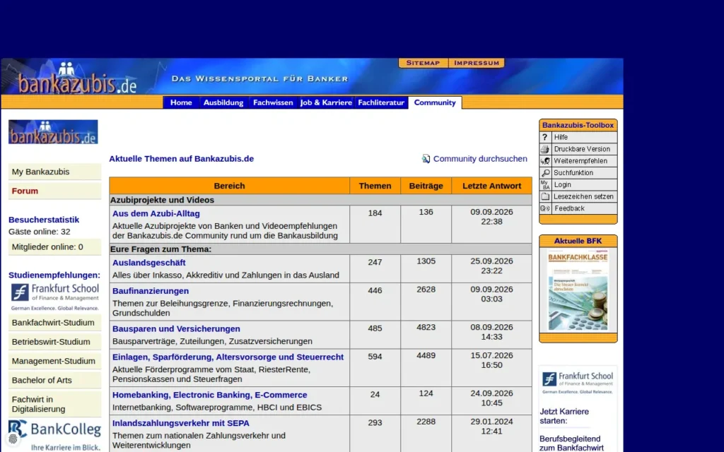 Startseite von Bankazubis.de Forum