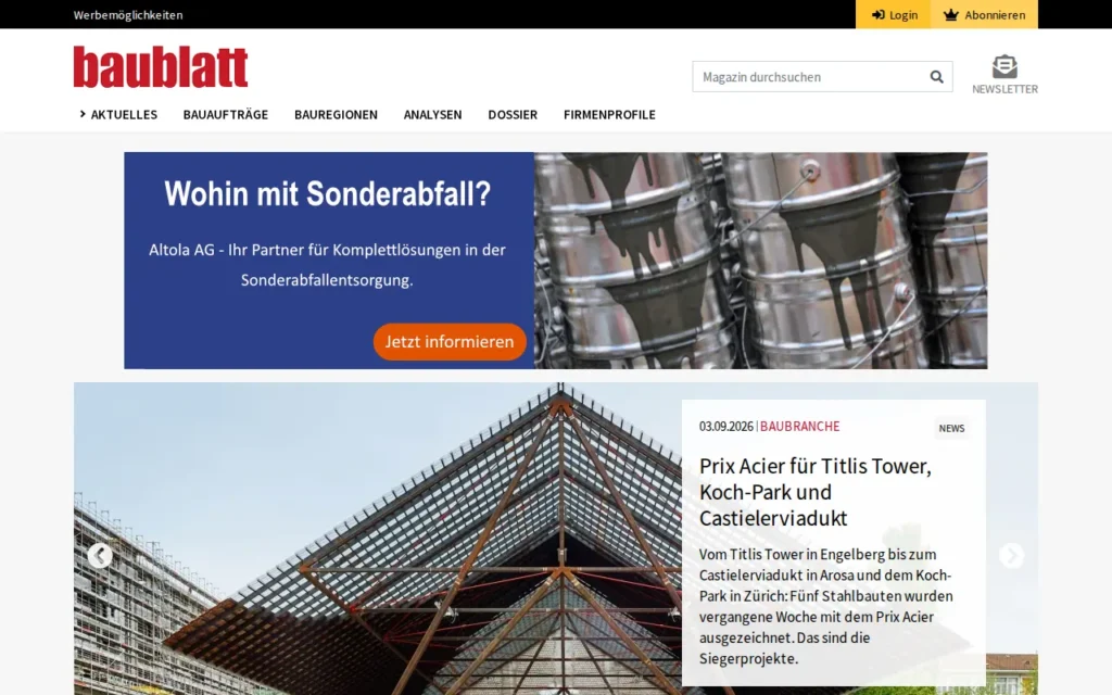 Startseite von Baublatt