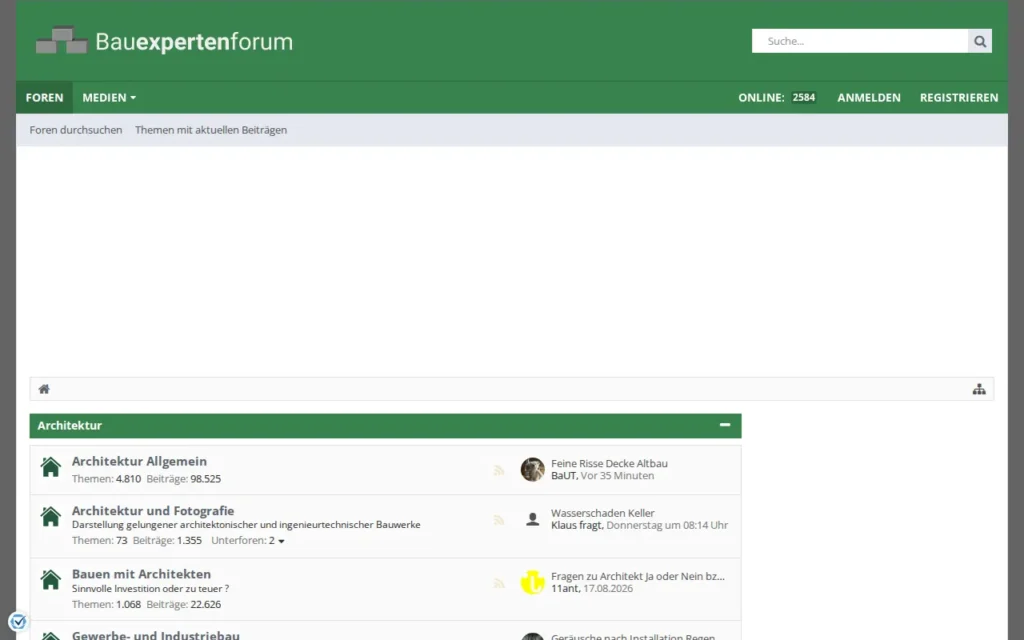 Startseite von Bauexpertenforum