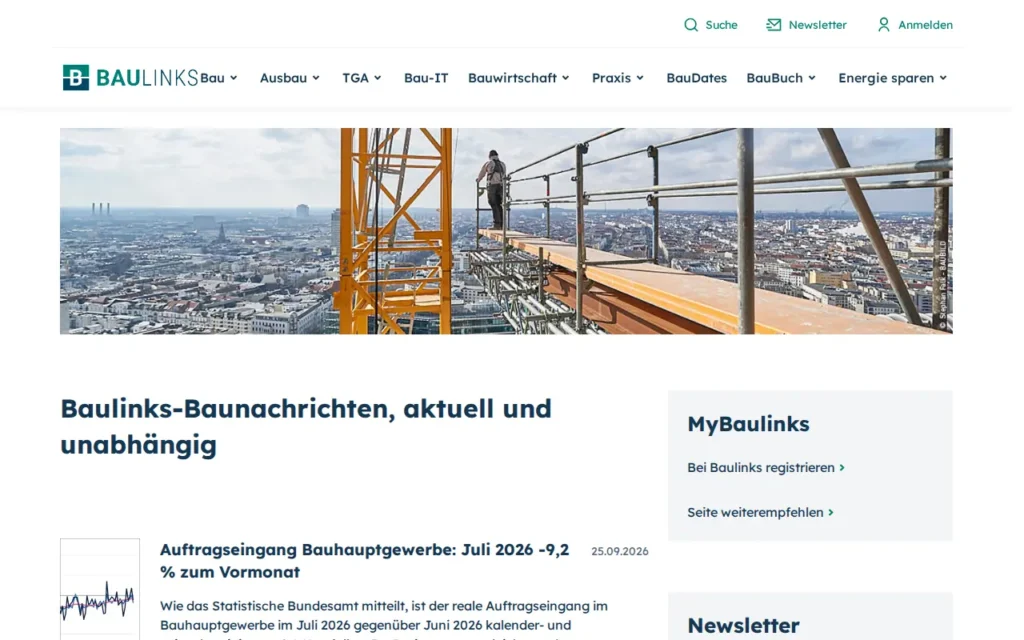 Startseite von Baulinks