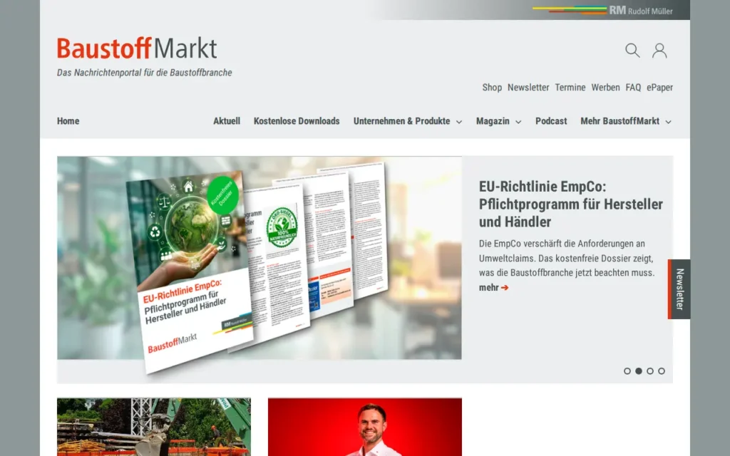 Startseite von BaustoffMarkt