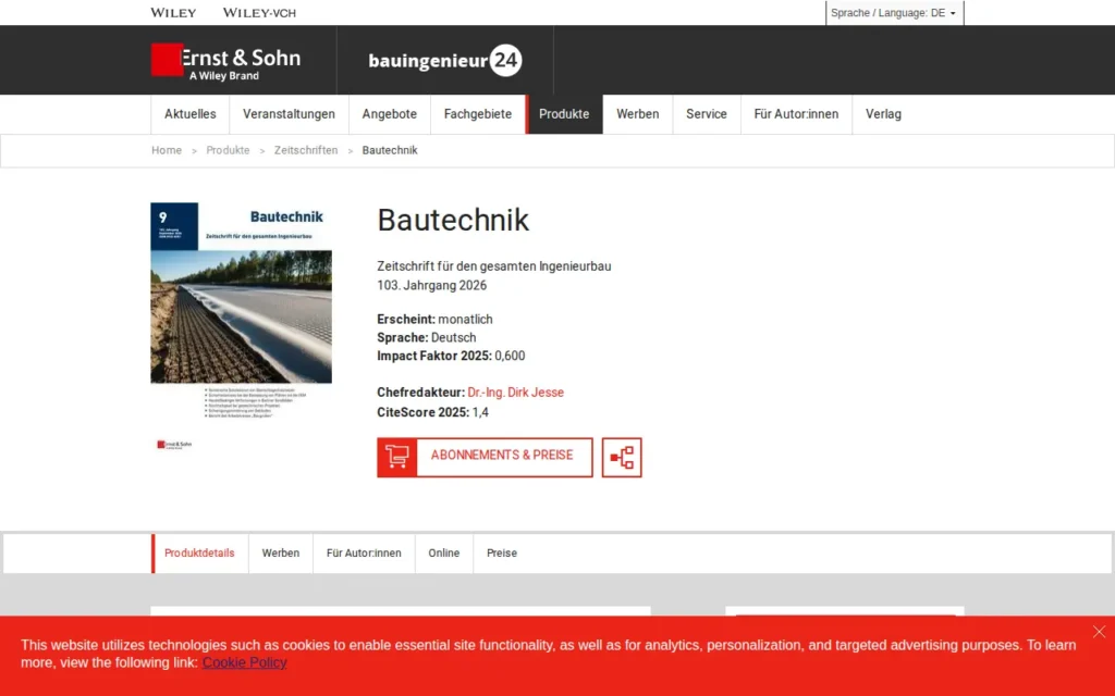 Startseite von Bautechnik