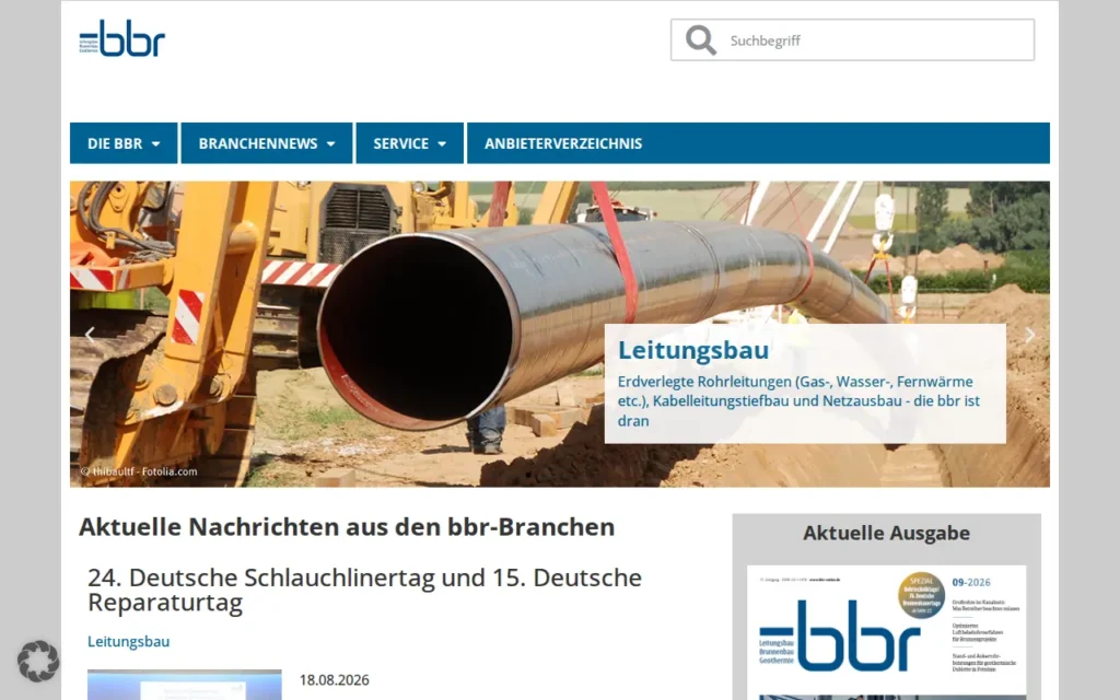 Startseite von bbr – Leitungsbau, Brunnenbau, Geothermie
