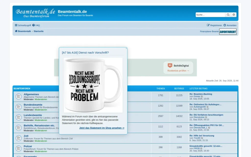 Startseite von Beamtentalk.de